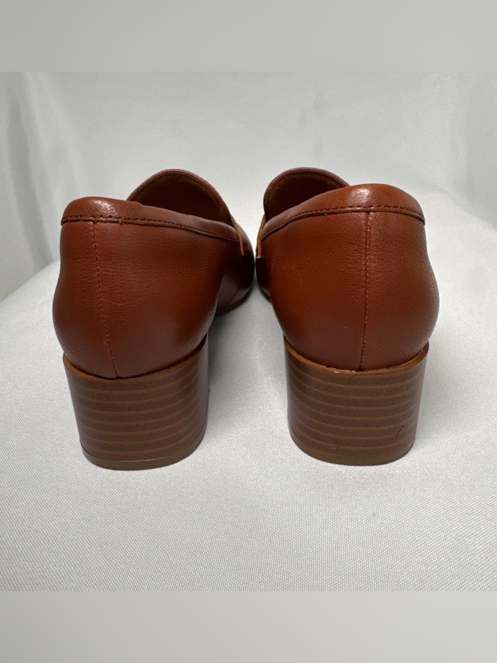 Clarks Iridessa Sky Shoes Womens Sz 7.5 M Dark Tan Leather Loafers Block Heel - Picture 4 of 13